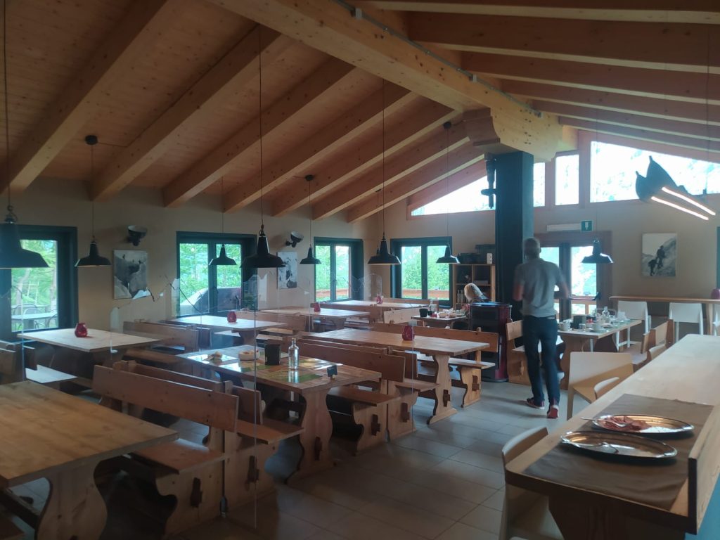 Dinning area in a TMB mountain refuge