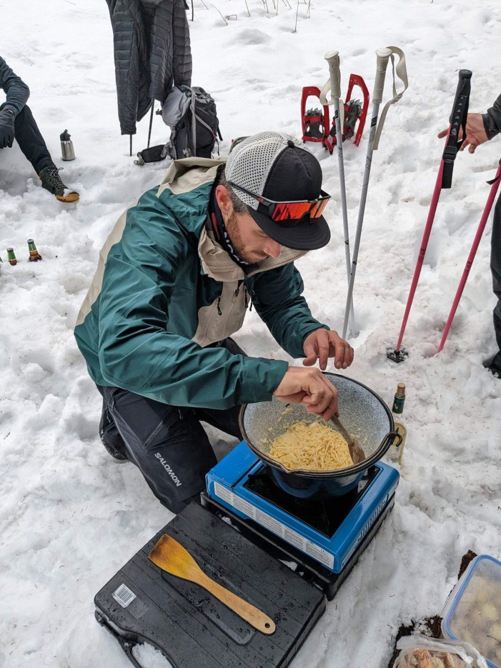 Joel wearing his MTN to cook up a fondue! Joel wearing his Salomon MTN to cook up a fondue!