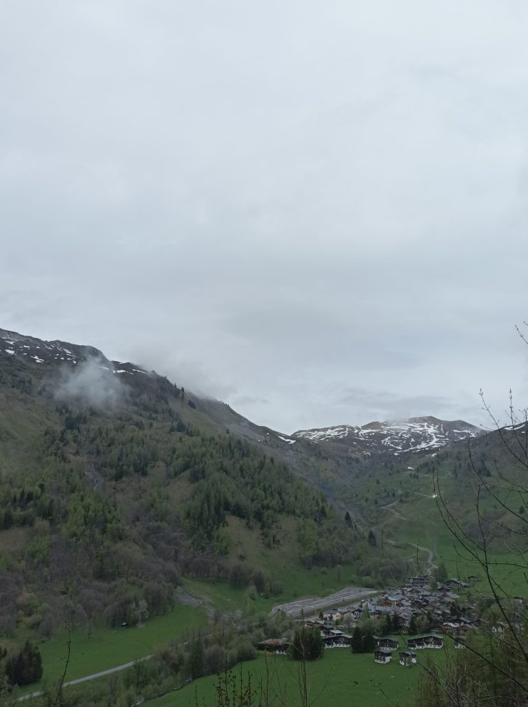 Le Tour village and Col du Balme behind.