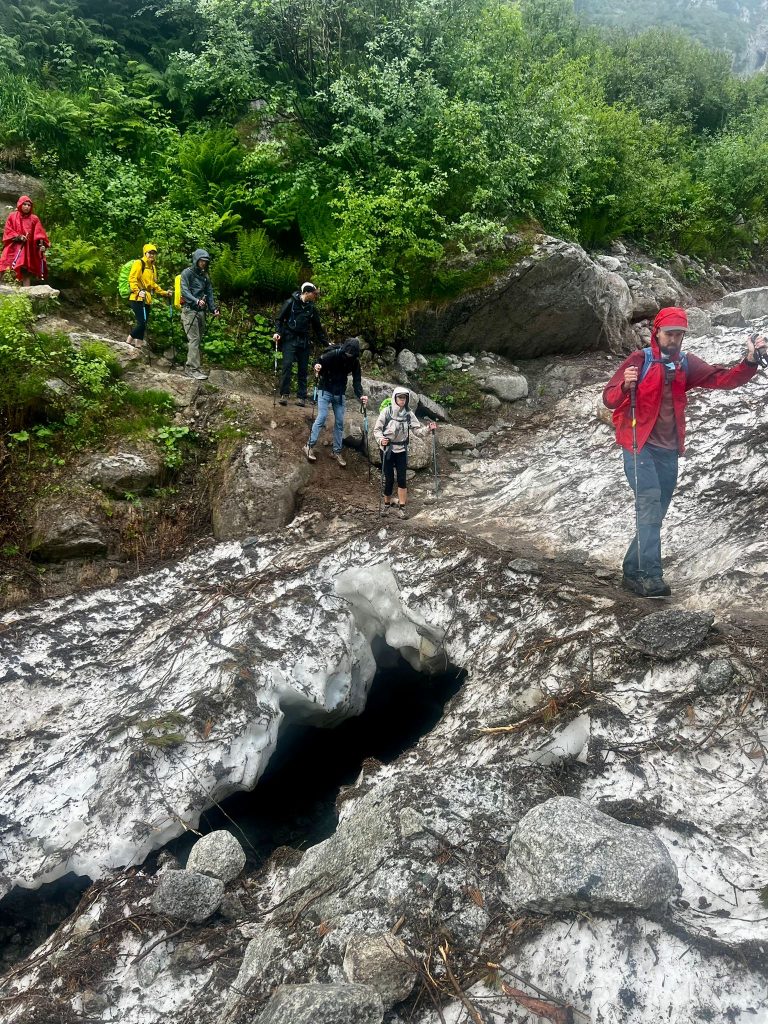 Snow bridge above Champex, TMB
