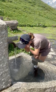 hiking in heat, water fountain